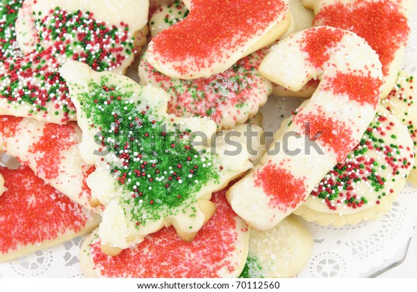 Plate Decorated Christmas Sugar Cookies Stock Photo Edit Now