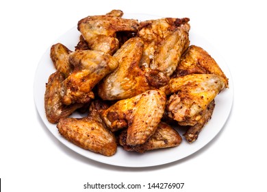 Plate Of Delicious Barbecue Chicken Wings