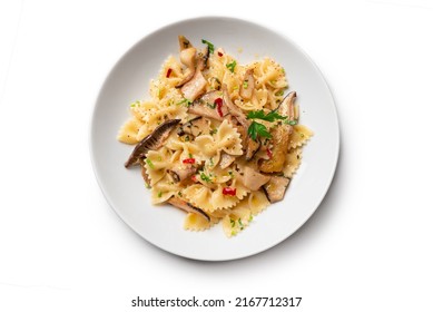 Plate Of Delicious Mushroom Pasta With Chili, Garlic And Parsley ,italian Food 