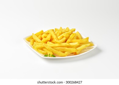 Plate Of French Fries On White Background