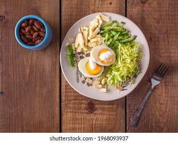 Plate With Fresh Chopped Vegetables And Roasted Peanut