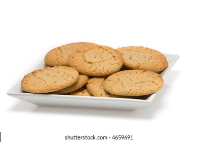 Plate Of Fresh Homemade Peanut Butter Cookies