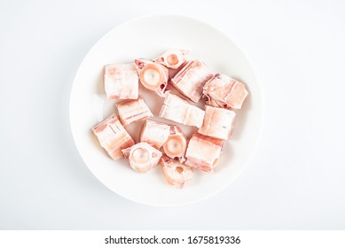 A Plate Of Fresh Seafood Gourmet Shark Bones On A White Background