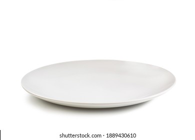 Plate, Front View of Empty Flat White Dish for Food – HQ Macro Close-Up – Isolated on White Background