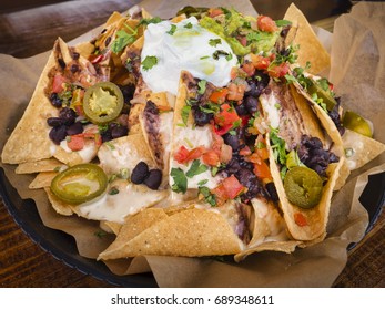 A Plate Of Fully Loaded Nachos.