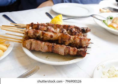 Plate With Greek Souvlaki