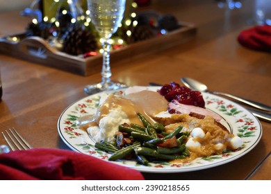 Plate of holiday food for Thanksgiving or Christmas - Powered by Shutterstock