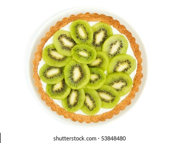 Plate With Homemade Kiwi Tart, Viewed From Above.