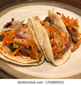 Plate Of Korean BBQ Beef Tacos