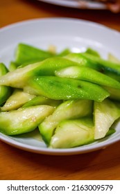 A Plate Of Light And Fresh Chinese Home Cooking, Stir-fried Loofah