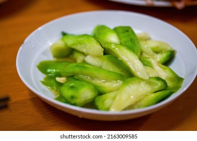 A Plate Of Light And Fresh Chinese Home Cooking, Stir-fried Loofah