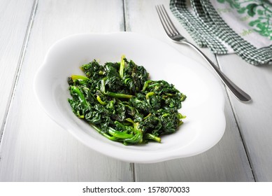 Plate Of Quick And Simple Steamed Spinach