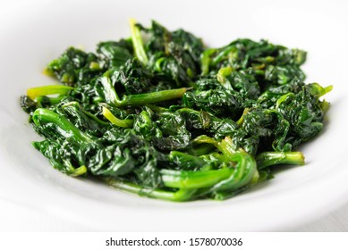 Plate Of Quick And Simple Steamed Spinach