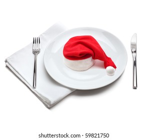 Plate With Red Santa Claus Hat