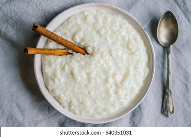 Plate With Rice Flakes Porridge 