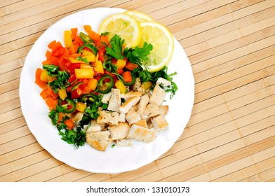 Assiette avec salade et poulet