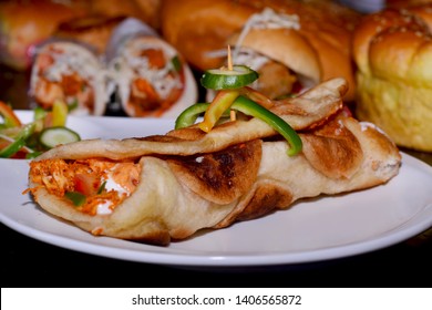 A Plate Of Scrumptious Chicken Roll Paratha. 