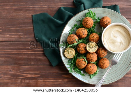 Similar – Foto Bild Falafel und Gemüse auf weißem Holzgrund