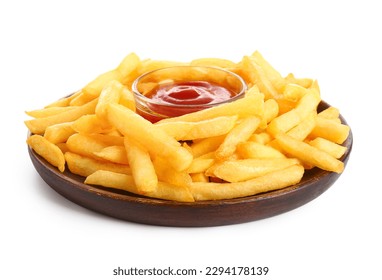 Plate of tasty french fries and ketchup on white background - Powered by Shutterstock