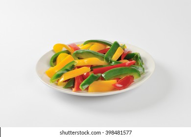 Plate Of Three Color Bell Pepper Strips