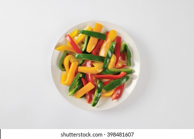 Plate Of Three Color Bell Pepper Strips