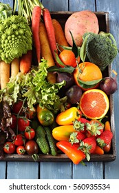 Plate Of Vegetables And Fruits