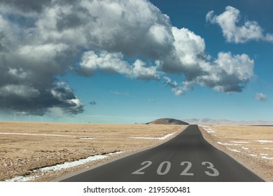 Plateau Highway, Baiyun, 2023, Straight, No Man's Land, Tibet, - Shutterstock ID 2195500481