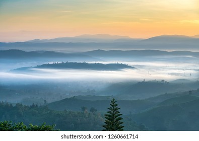 Plateau landscape with cloud cover in the morning on the mountains is beautiful and mysterious.  - Shutterstock ID 1260661714