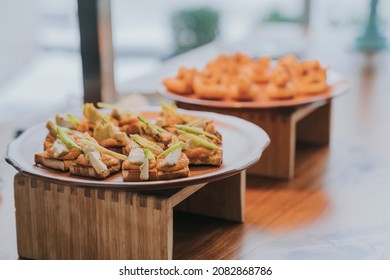 Plated Charcuterie Wedding Dinner Meal With Chicken, Meat, Cheese, Fruit, Nuts And Salad