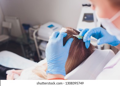 Platelet Rich Plasma Injection Procedure. Hair Growth Stimulation. PRP Therapy Process.