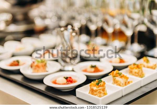 Plates Appetizers On Some Festive Event Stock Photo Edit Now