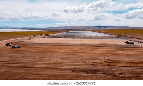 Platform compaction process for the construction of seawater pools