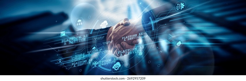 Platform as a Service concept, development ease, handshake of global network connection supporting deployment, APIs, scaling, tools, updates, agility.