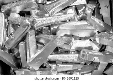 Platinum Ingots Background. Metal Texture. Silver Backgroun. Stainless Steel, Aluminium, White Gold.