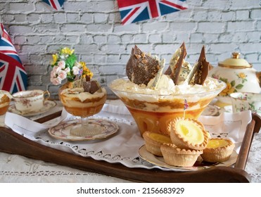 Platinum Jubilee  Pudding jubilee trifle  celebrating  Queen Elizabeths  platinum Jubilee - Shutterstock ID 2156683929