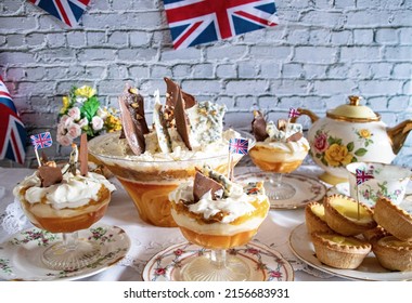 Platinum Jubilee  Pudding jubilee trifle  celebrating  Queen Elizabeths  platinum Jubilee - Shutterstock ID 2156683931