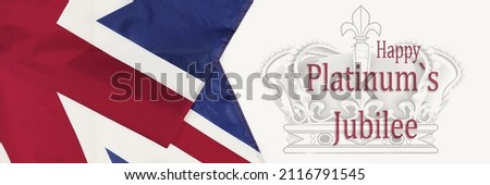 Platinum jubilee of Queen Elizabeth of Great Britain.British flag and symbol of the Queen's crown.England holiday ceremony