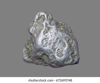 Platinum Nugget Isolated On Grey Background.