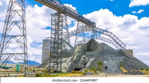 Platinum Palladium Mining And Processing Of Ore, Piles Of Ore Rock Being Moved And Stored