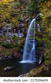 Plattekill Falls - Long Exposure Of Waterfall In Autumn - Catskill Mountains + Appalachian Mountain Region - New York