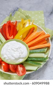 Platter Of Assorted Fresh Vegetables With Ranch Dip