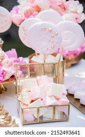 Platter of cake pops with pink icing, closeup. Candy bar and catering concept for birthday, wedding and other holiday celebration - Shutterstock ID 2152493641