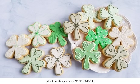 A Platter Of Shamrock Sugar Cookies