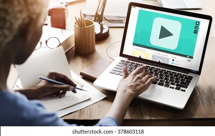 Play Button Watch Media Load Concept