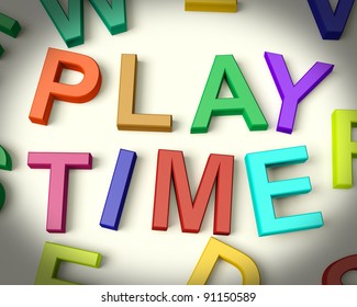 Play Time Written In Multicolored Plastic Kids Letters