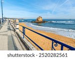 Playa Camello in Santander without people on a spring afternoon, Cantabria, Spain. Next to the promenade