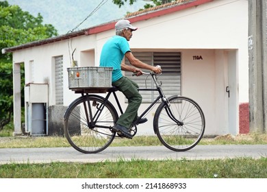 Playa Giron, Cuba - May 1, 2016: Senior On A Bike 