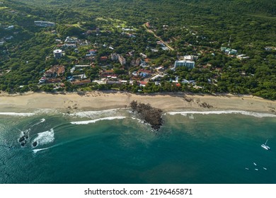 Playa Tamarindo, Guanacaste, Costa Rica - Aerial Drone Top View Of Tamarindo Beach - Best Expat Community And Surf Party Town On The Pacific Coast