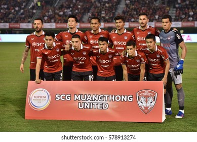 Player Of Muangthong United Shot Photo During Toyota Premier Cup 2016 Between Muangthong United And Sanfrecce Hiroshima At Suppachalasai Stadium On February 4,2017 In Thailand.