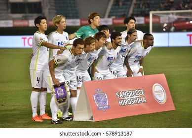 Player Of Sanfrecce Hiroshima Shot Photo During Toyota Premier Cup 2016 Between Muangthong United And Sanfrecce Hiroshima At Suppachalasai Stadium On February 4,2017 In Thailand.